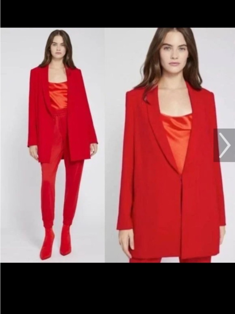 Alice + Olivia Paprika Red Open-Front Shawl Collar Blazer